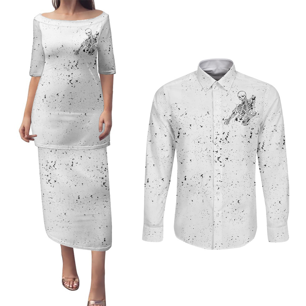 art-skull-couples-matching-puletasi-dress-and-long-sleeve-button-shirts-rock-paper-scissors-throat-punch-i-win
