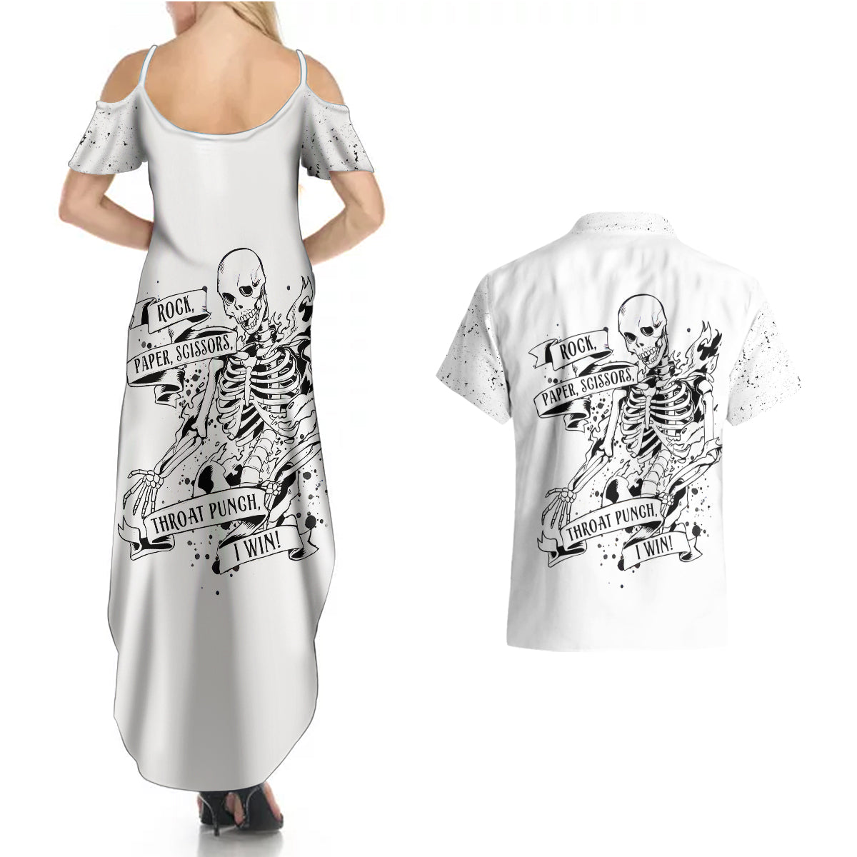 art-skull-couples-matching-summer-maxi-dress-and-hawaiian-shirt-rock-paper-scissors-throat-punch-i-win