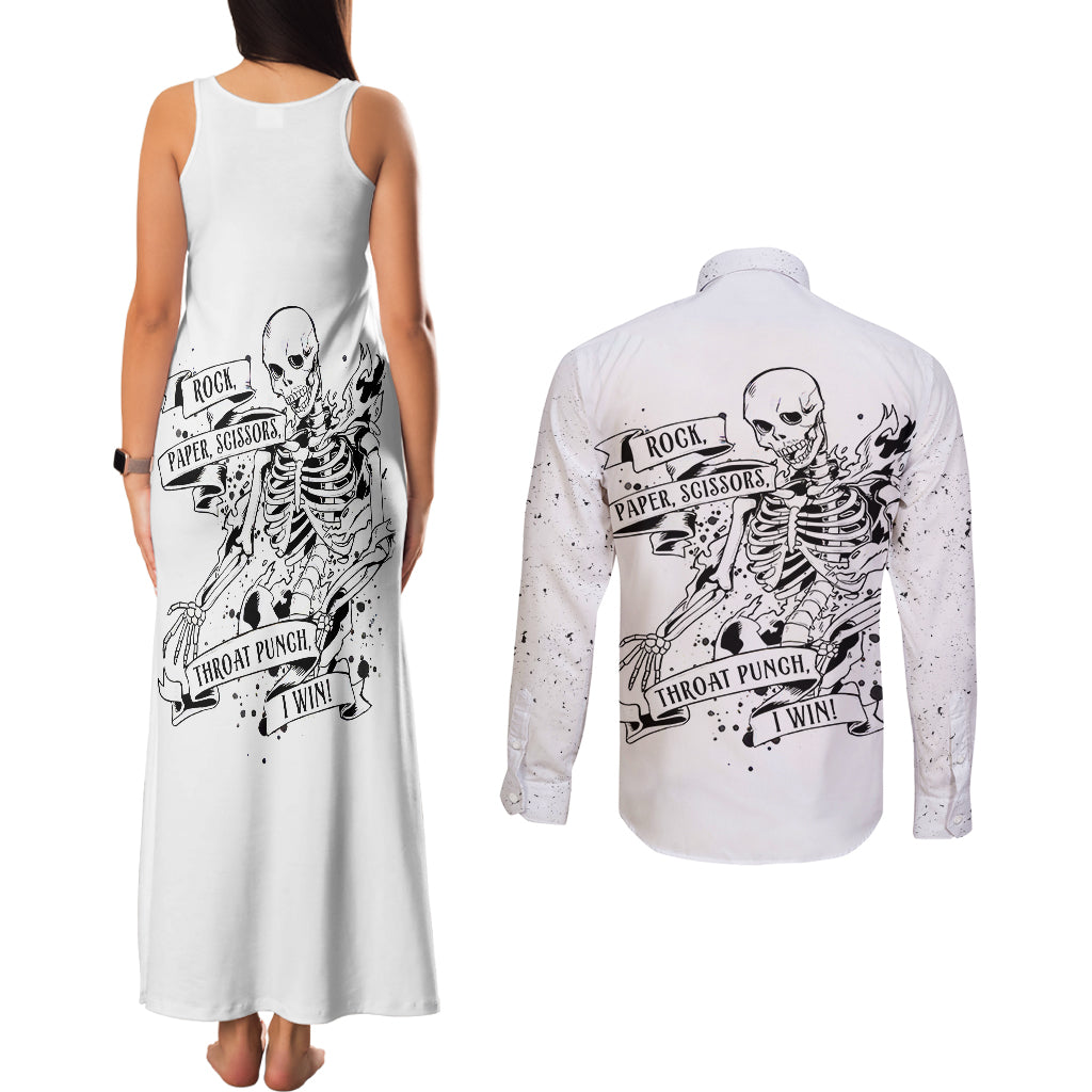 art-skull-couples-matching-tank-maxi-dress-and-long-sleeve-button-shirts-rock-paper-scissors-throat-punch-i-win