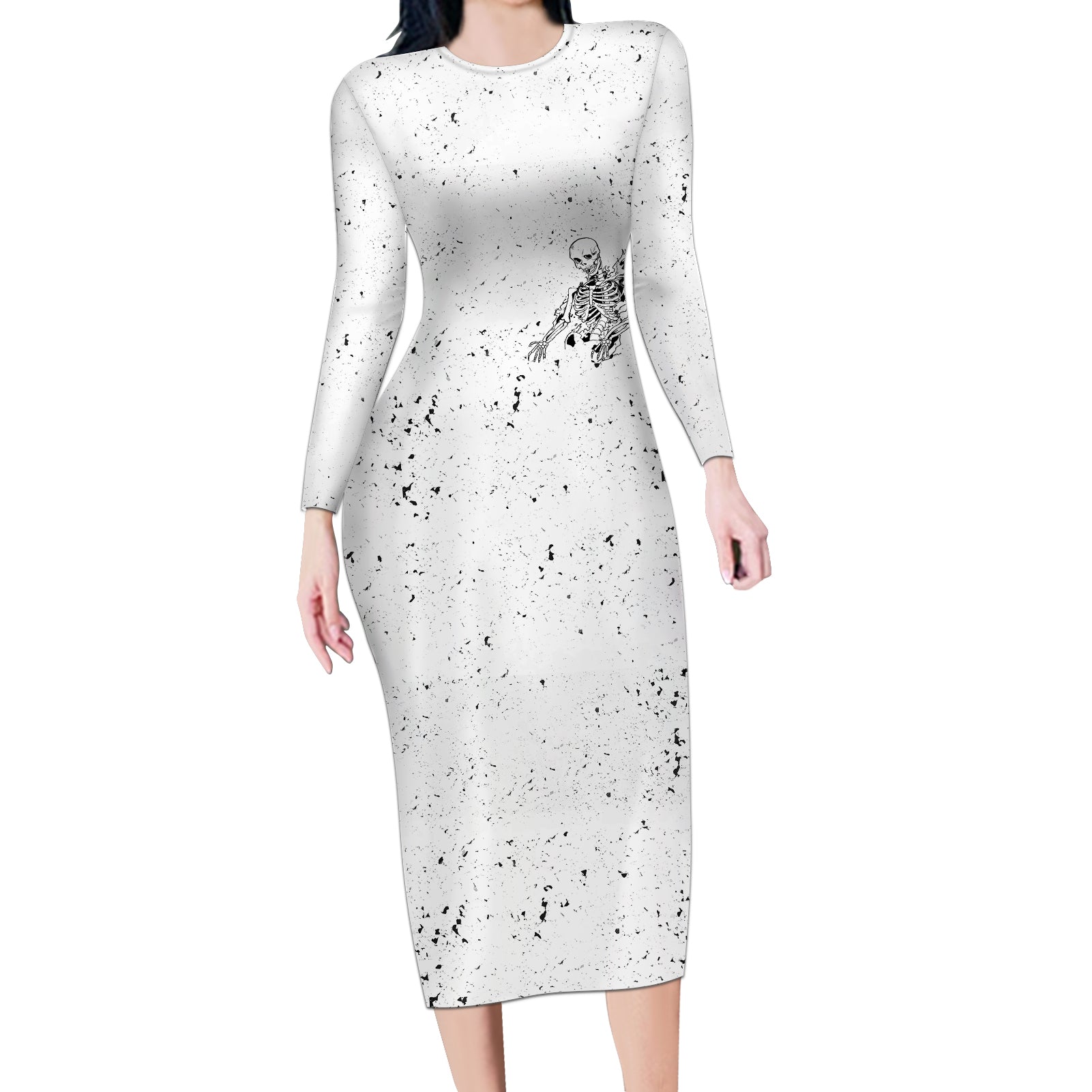 art-skull-long-sleeve-bodycon-dress-rock-paper-scissors-throat-punch-i-win
