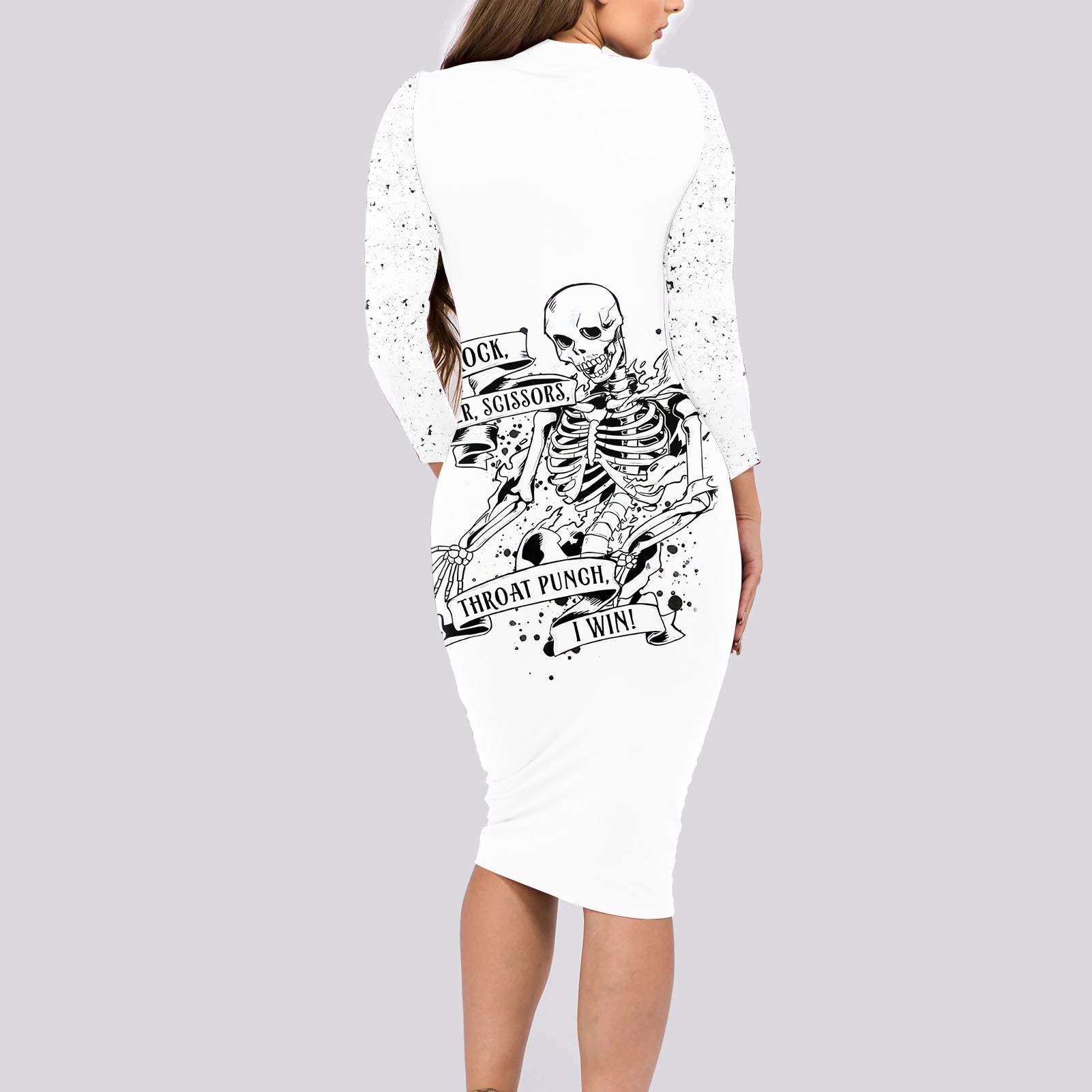 art-skull-long-sleeve-bodycon-dress-rock-paper-scissors-throat-punch-i-win