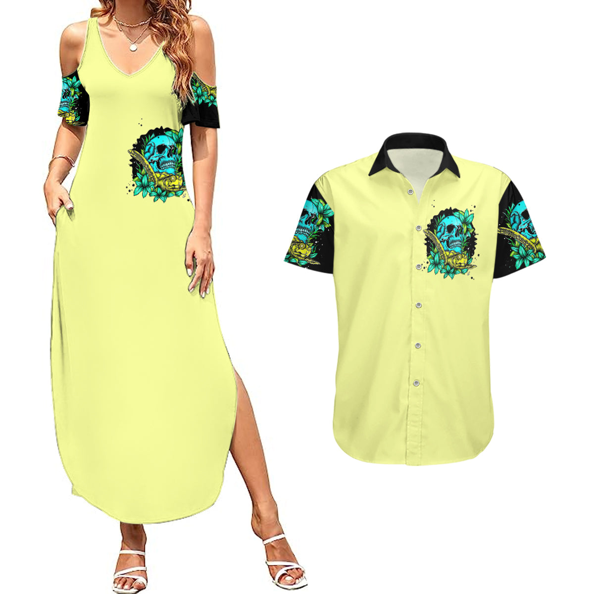 turtle-skull-couples-matching-summer-maxi-dress-and-hawaiian-shirt-sassy-since-birth-salty-by-choice