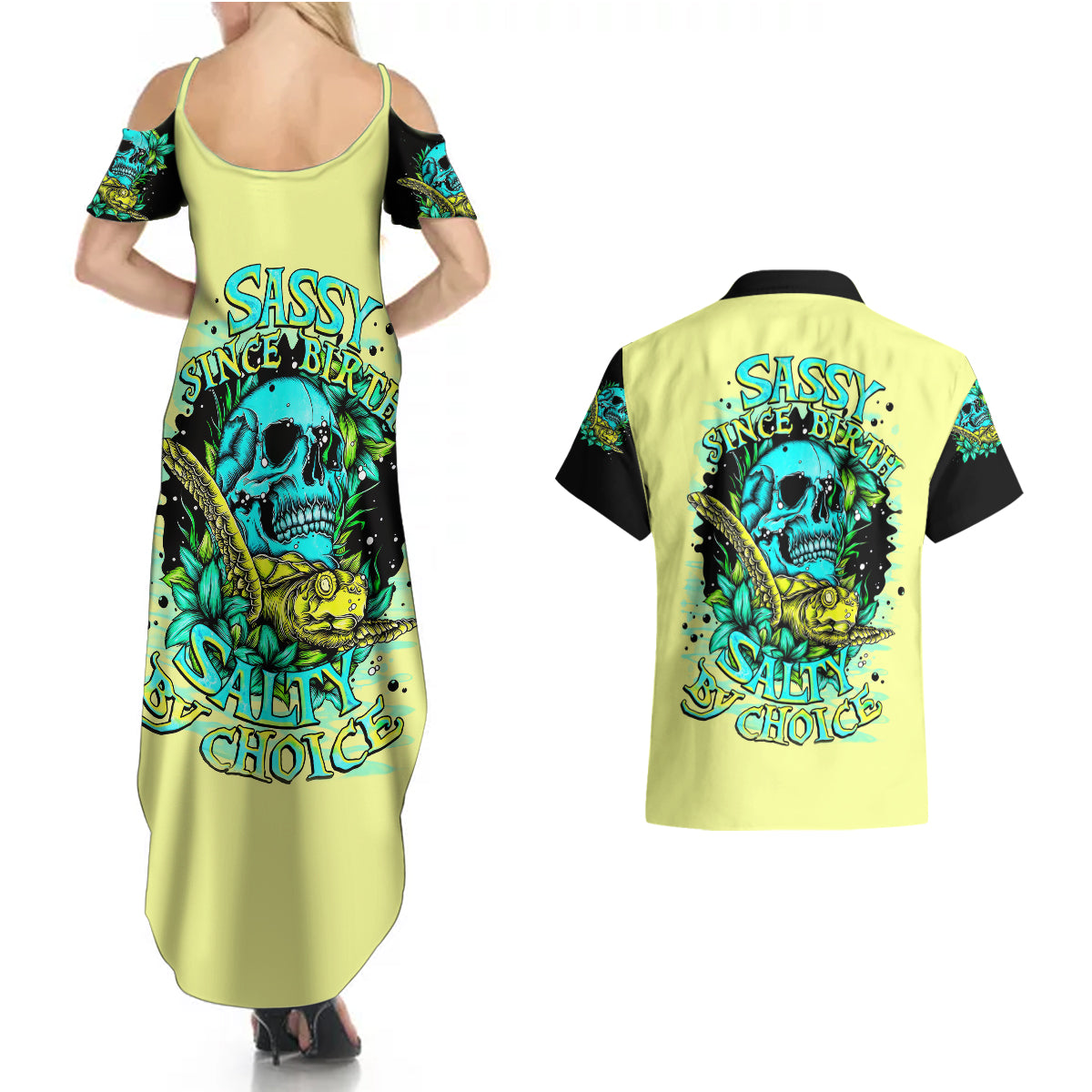 turtle-skull-couples-matching-summer-maxi-dress-and-hawaiian-shirt-sassy-since-birth-salty-by-choice