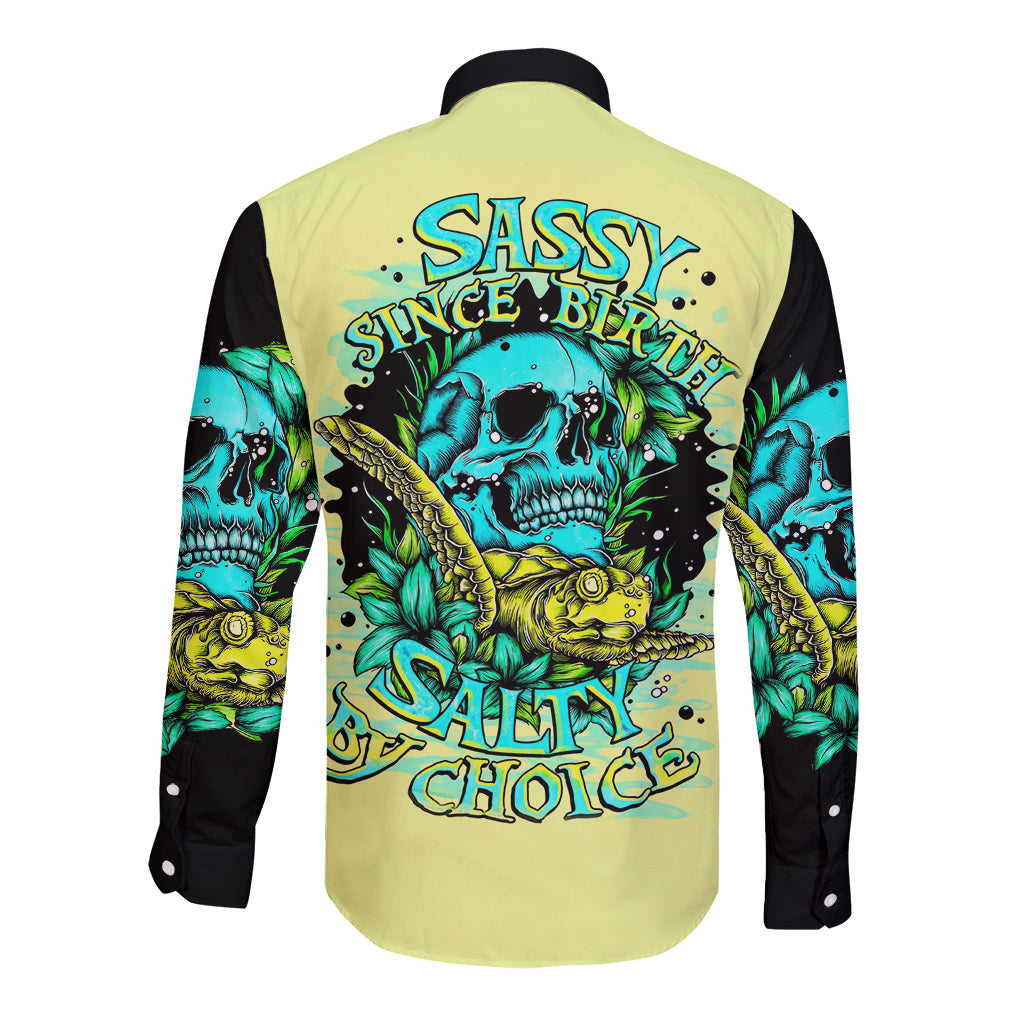turtle-skull-long-sleeve-button-shirt-sassy-since-birth-salty-by-choice