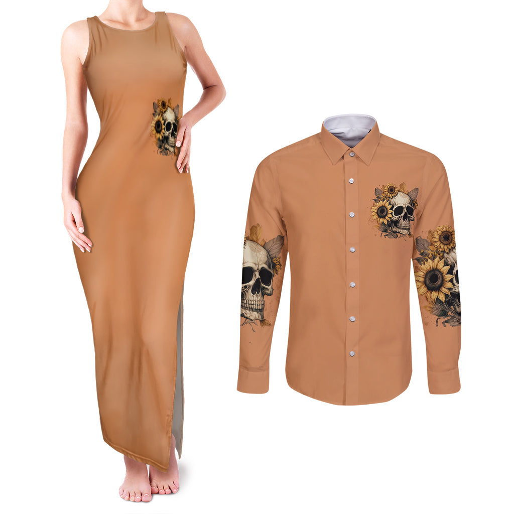 sunflower-skull-couples-matching-tank-maxi-dress-and-long-sleeve-button-shirts-she-is-sunshine-mixed-with-a-little-hurricance