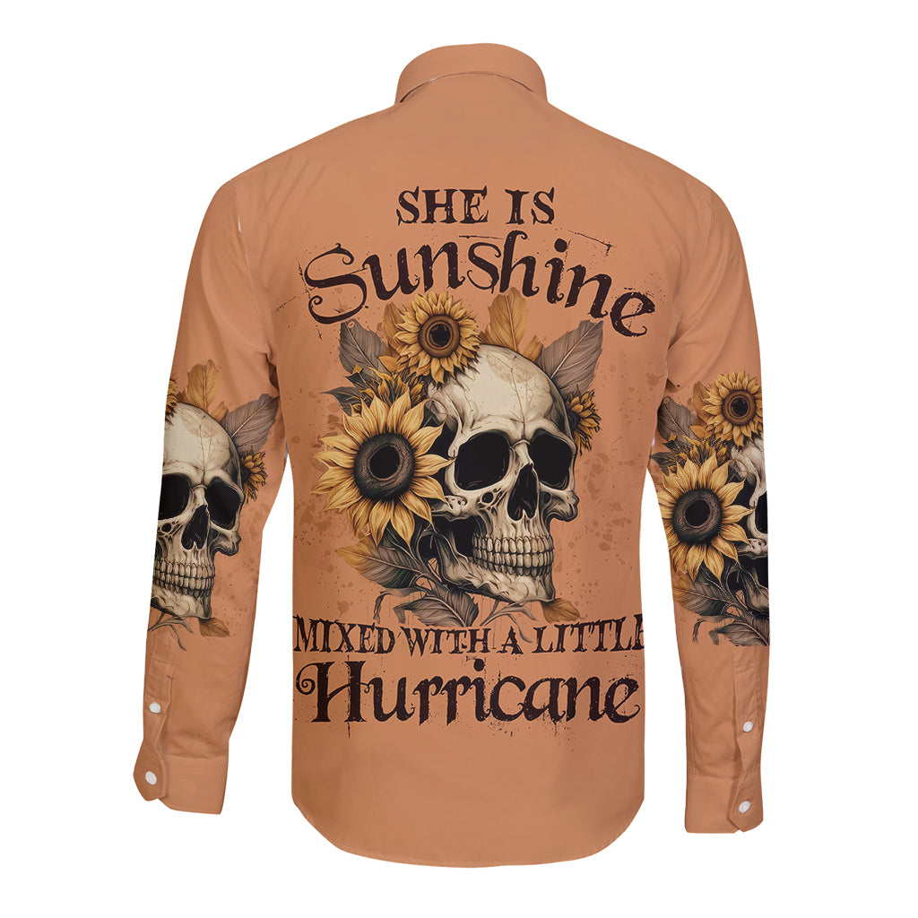 sunflower-skull-long-sleeve-button-shirt-she-is-sunshine-mixed-with-a-little-hurricance