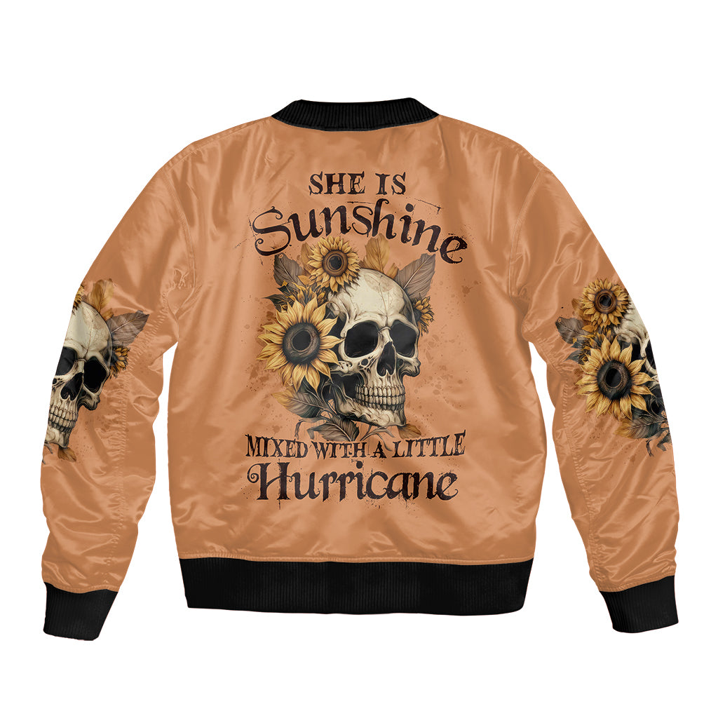 sunflower-skull-sleeve-zip-bomber-jacket-she-is-sunshine-mixed-with-a-little-hurricance