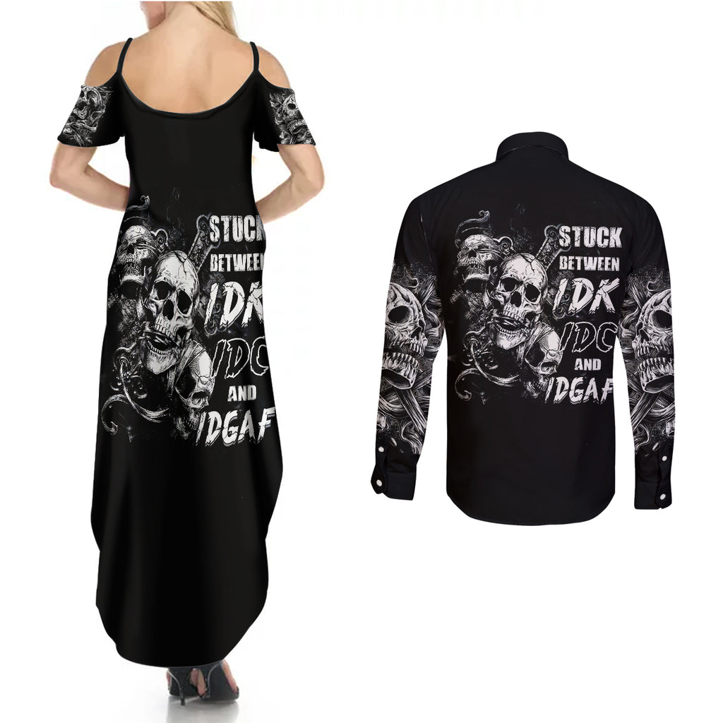 three-skull-couples-matching-summer-maxi-dress-and-long-sleeve-button-shirts-stuck-between-idk-idc-and-idgaf