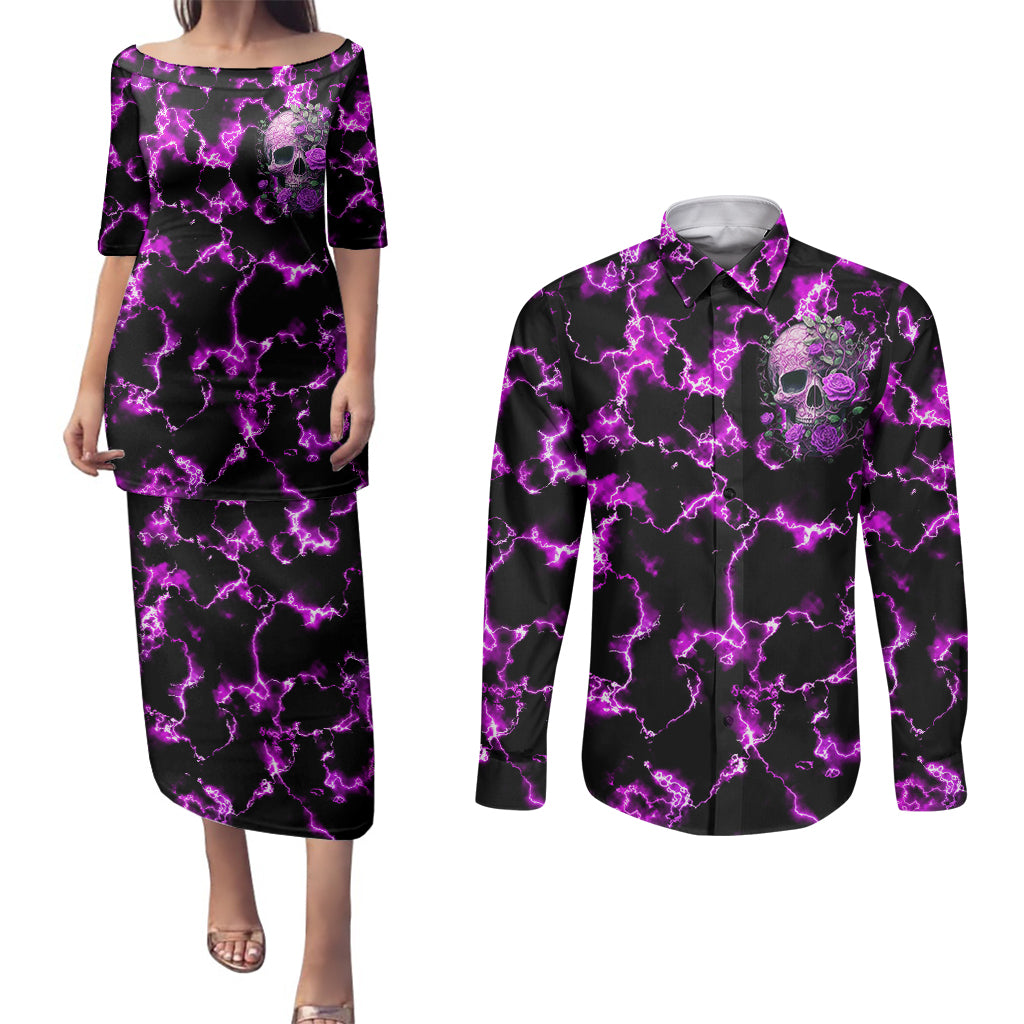 rose-skull-couples-matching-puletasi-dress-and-long-sleeve-button-shirts-she-whispered-back-i-am-the-storm