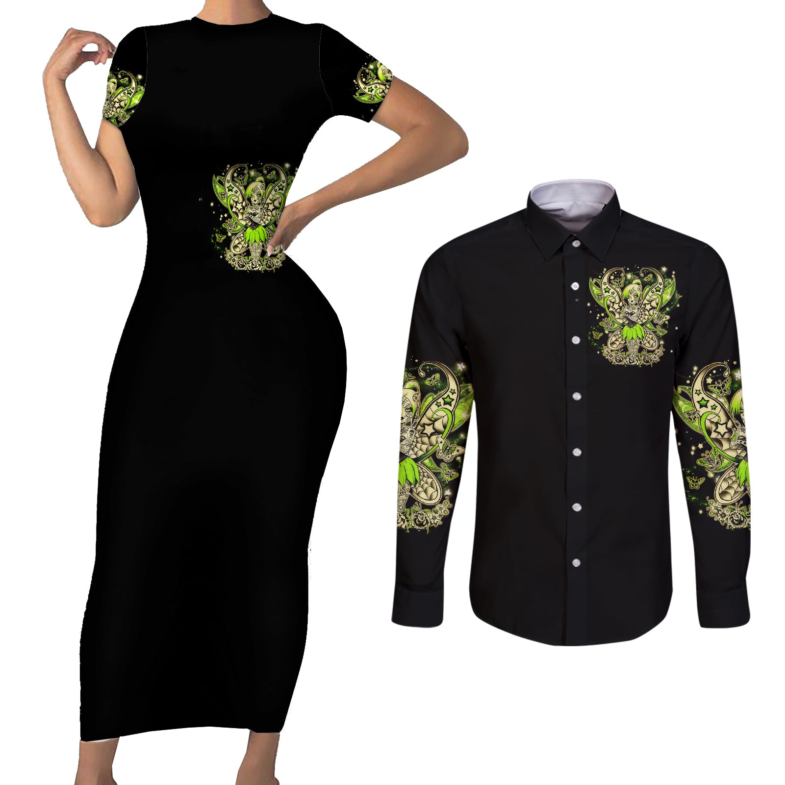 tinker-fairy-skull-couples-matching-short-sleeve-bodycon-dress-and-long-sleeve-button-shirts-my-next-life-i-want-to-be-karma-fairy