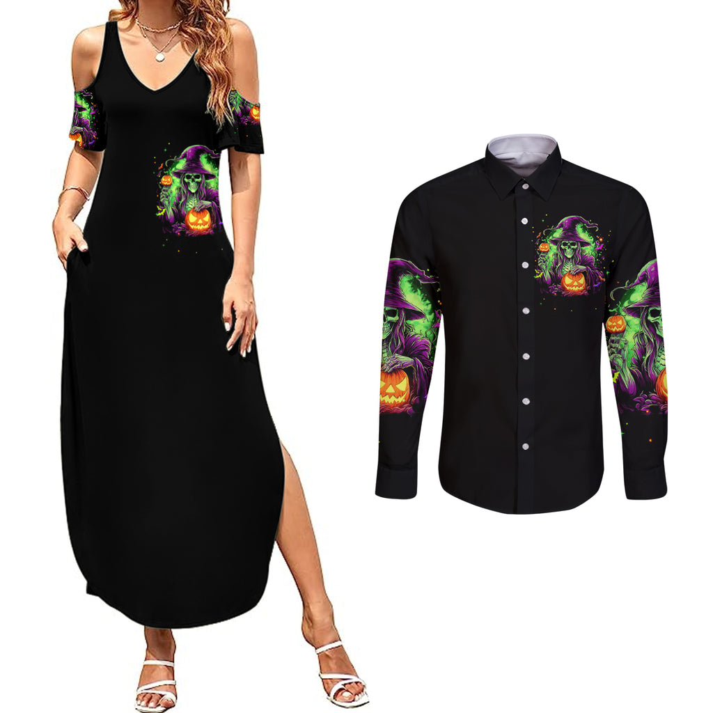 pumpkin-witch-skull-couples-matching-summer-maxi-dress-and-long-sleeve-button-shirts-witches-be-trippin