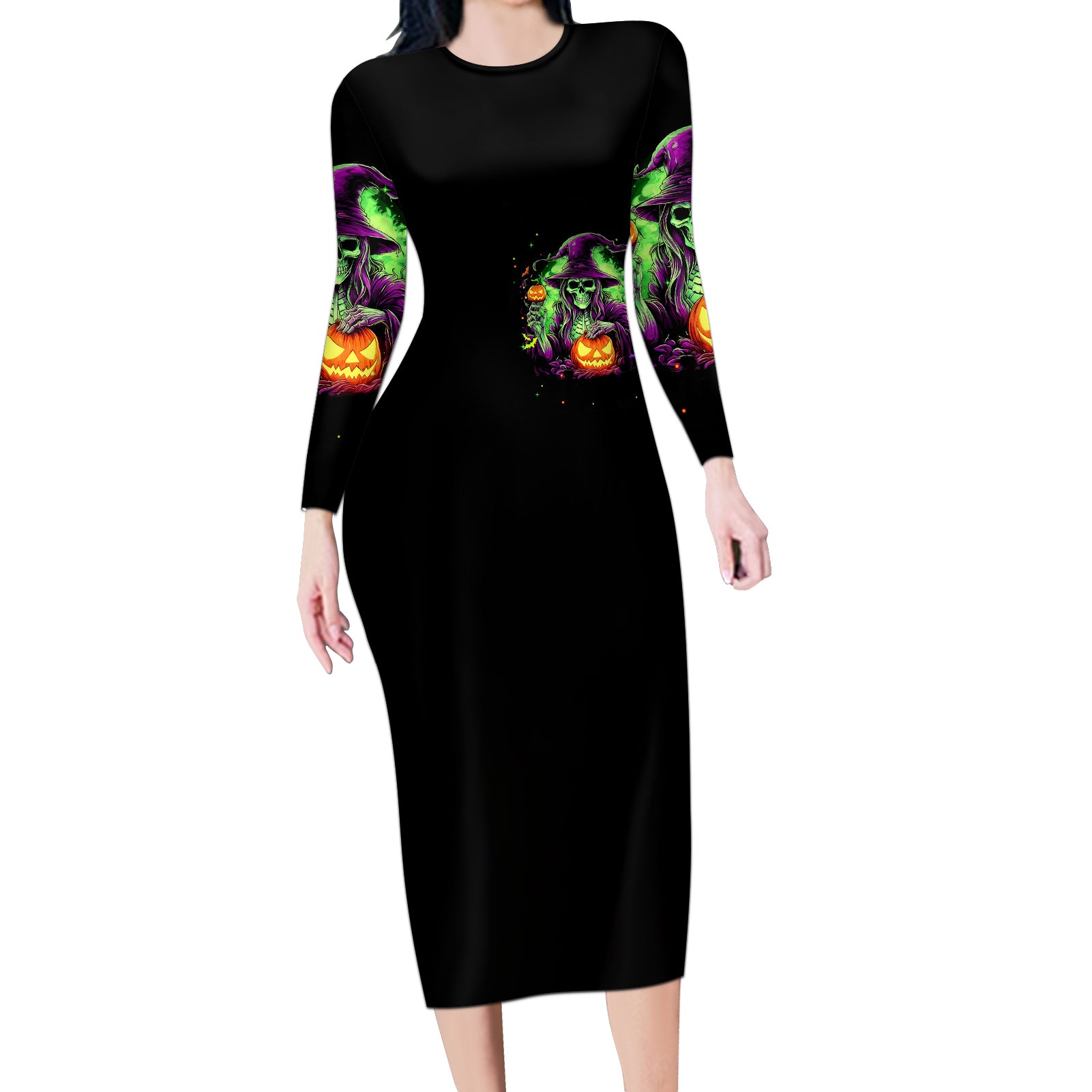 pumpkin-witch-skull-long-sleeve-bodycon-dress-witches-be-trippin