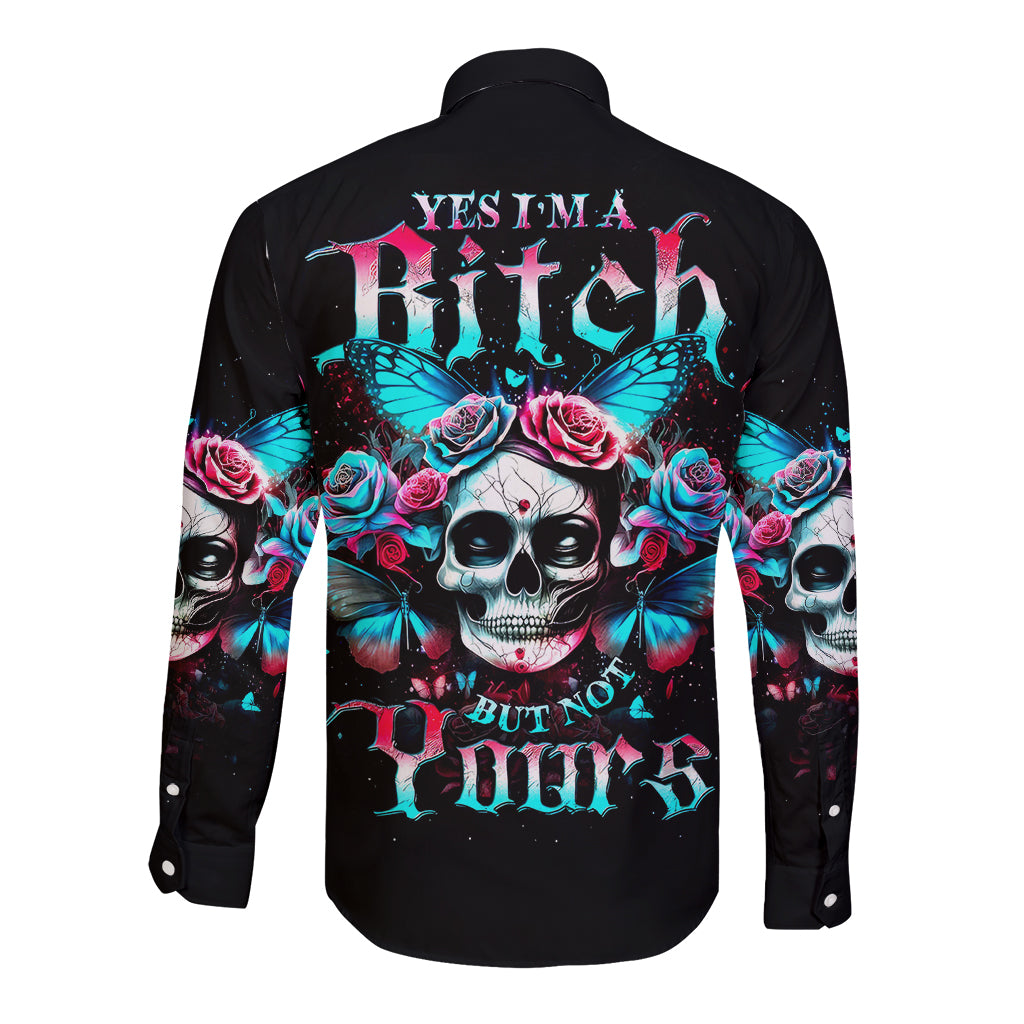 butterfly-skull-long-sleeve-button-shirt-yes-im-bitch-but-not-your