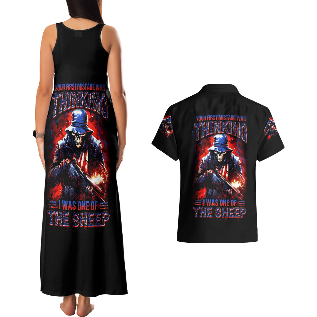 soldier-skull-couples-matching-tank-maxi-dress-and-hawaiian-shirt-your-first-mistake-was-thinking-i-was-one-of-the-sheep