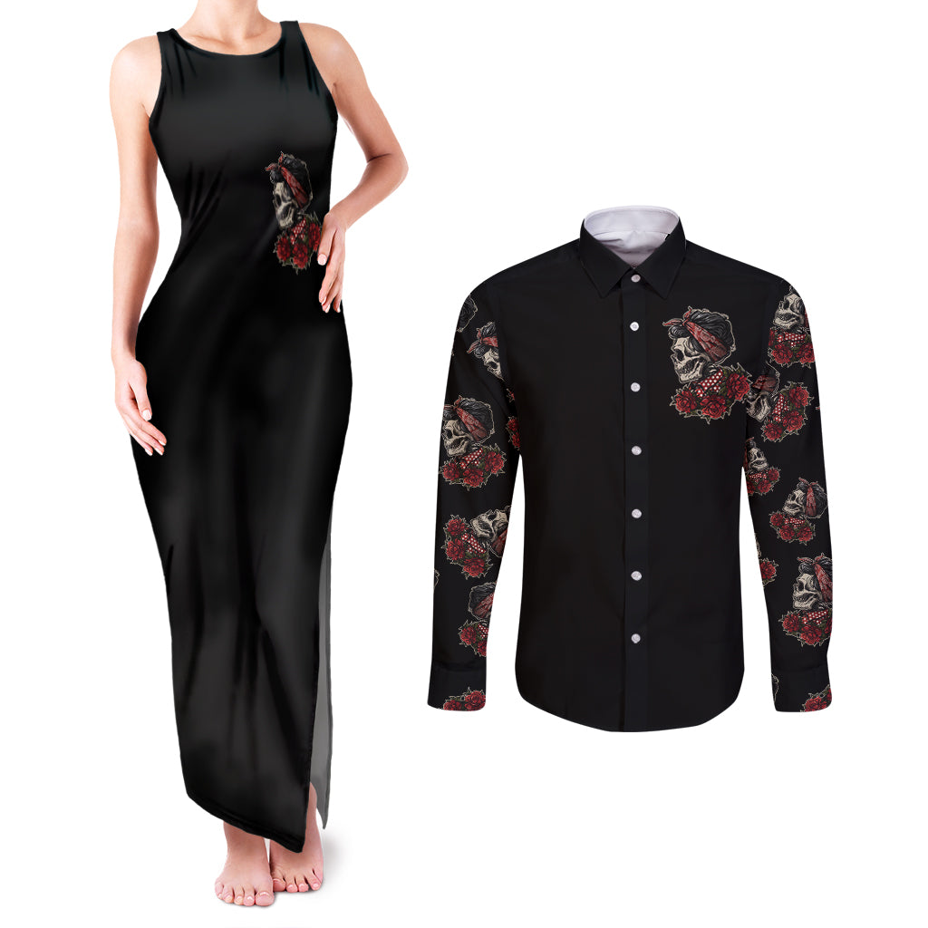 girl-skull-couples-matching-tank-maxi-dress-and-long-sleeve-button-shirts-zero-fucking-given