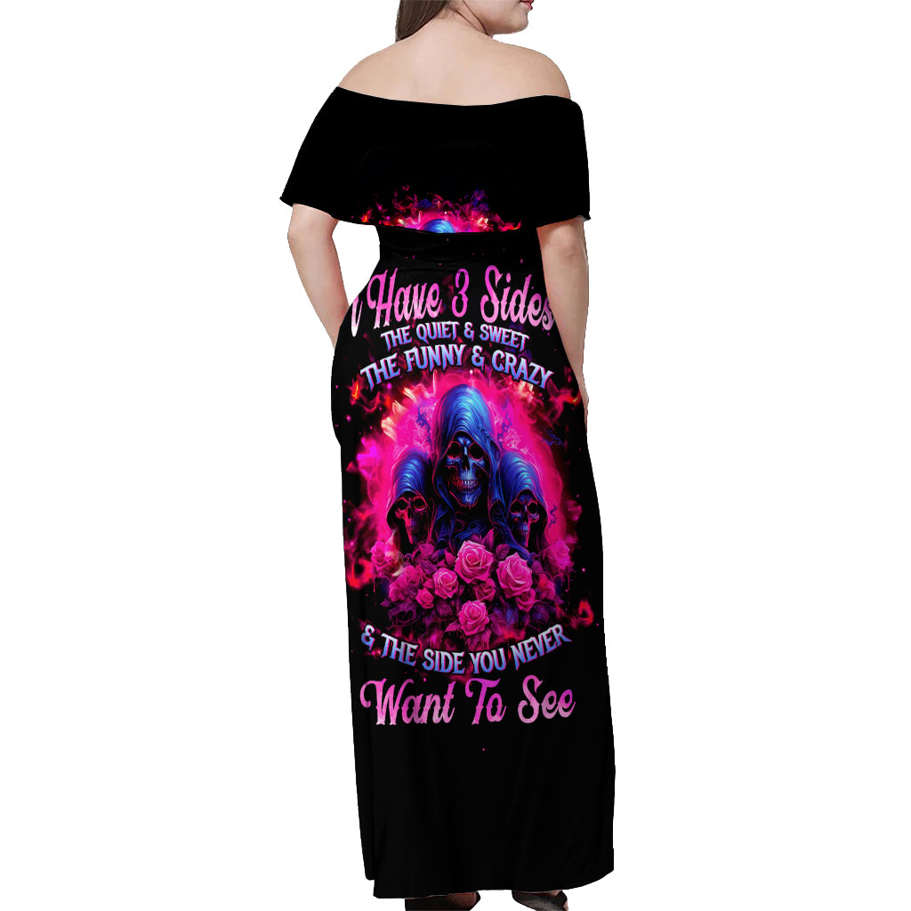 Rose Skull Off Shoulder Maxi Dress I Have 3 Sides And You Never Want To See