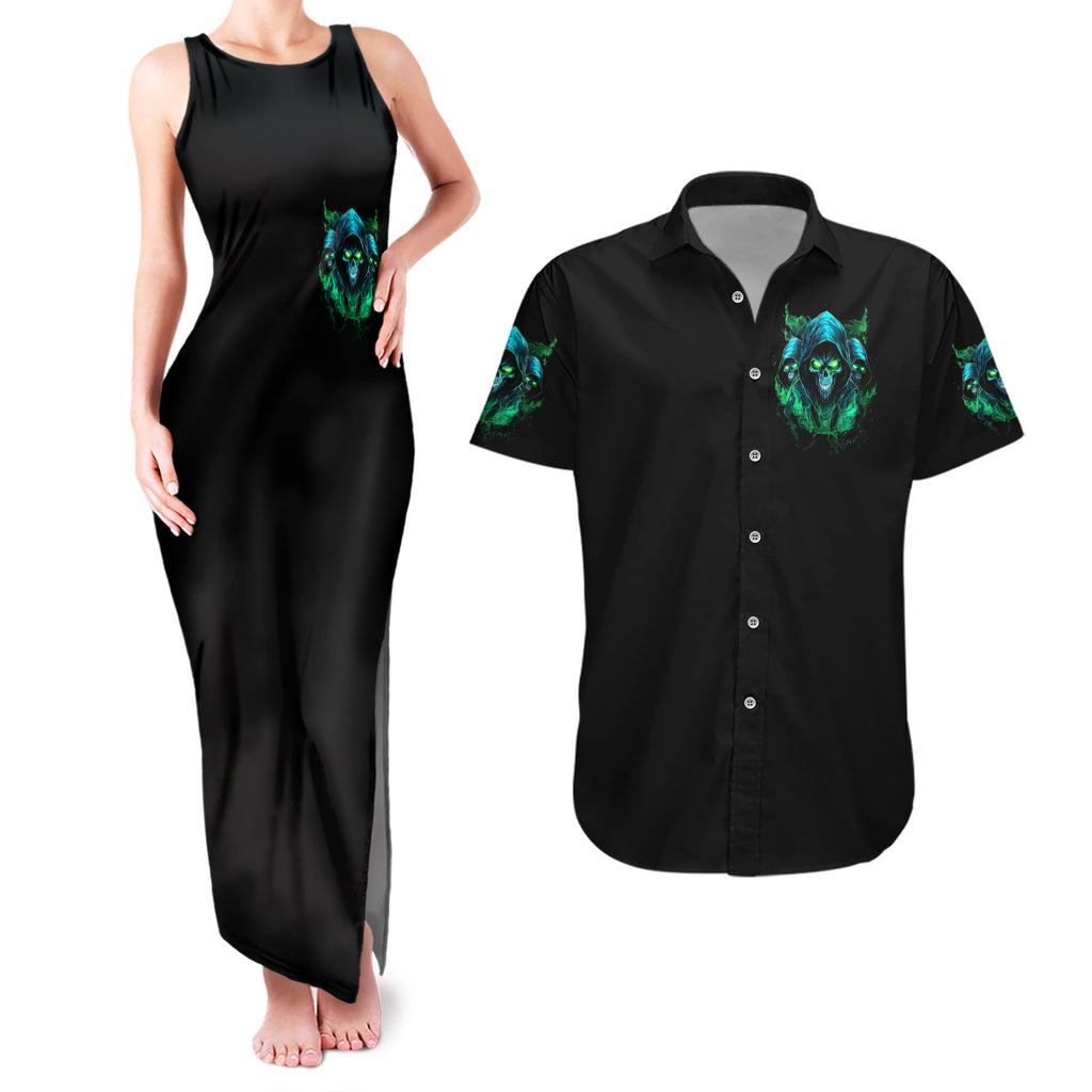 Flame Skull Couples Matching Tank Maxi Dress and Hawaiian Shirt I Don't Stop When I Tired I Stop When I Fucking Done