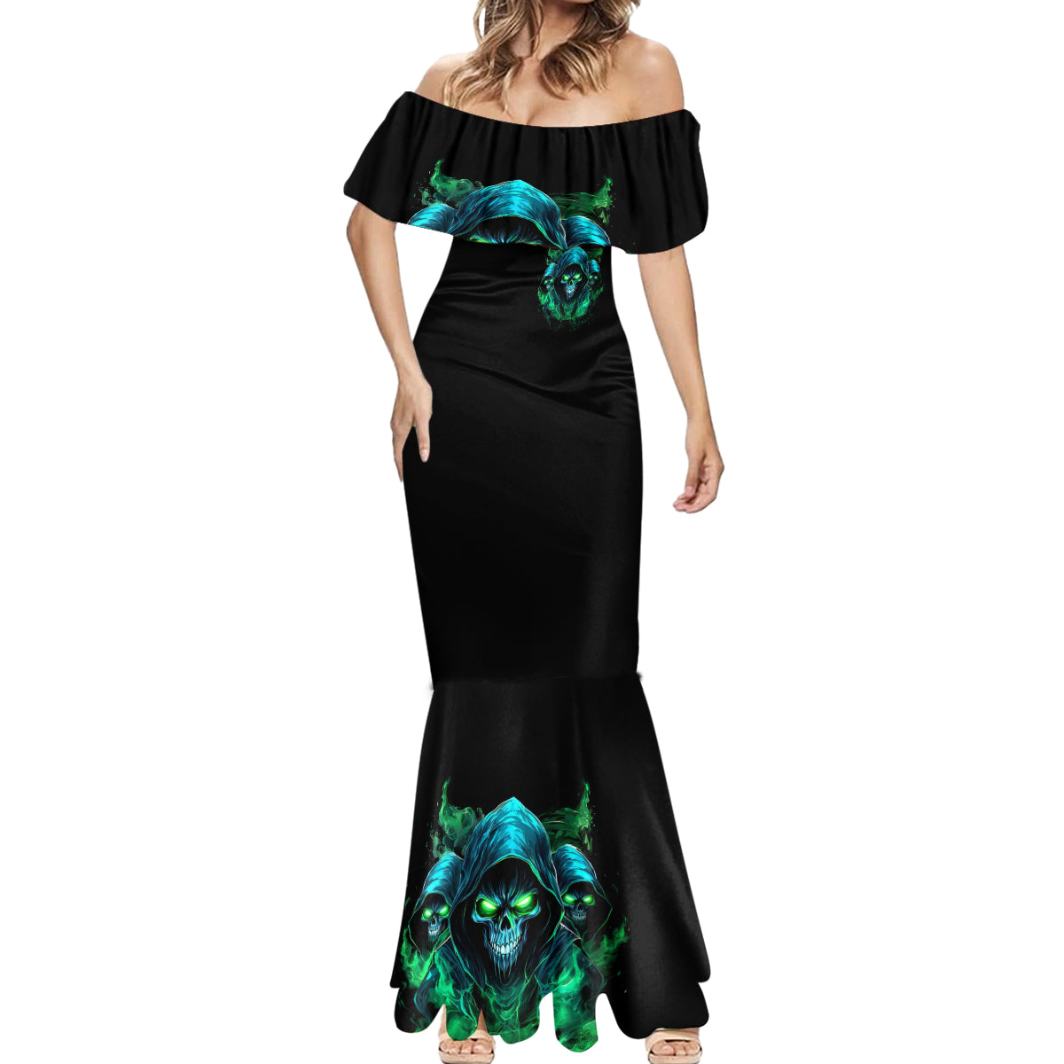 Flame Skull Mermaid Dress I Don't Stop When I Tired I Stop When I Fucking Done