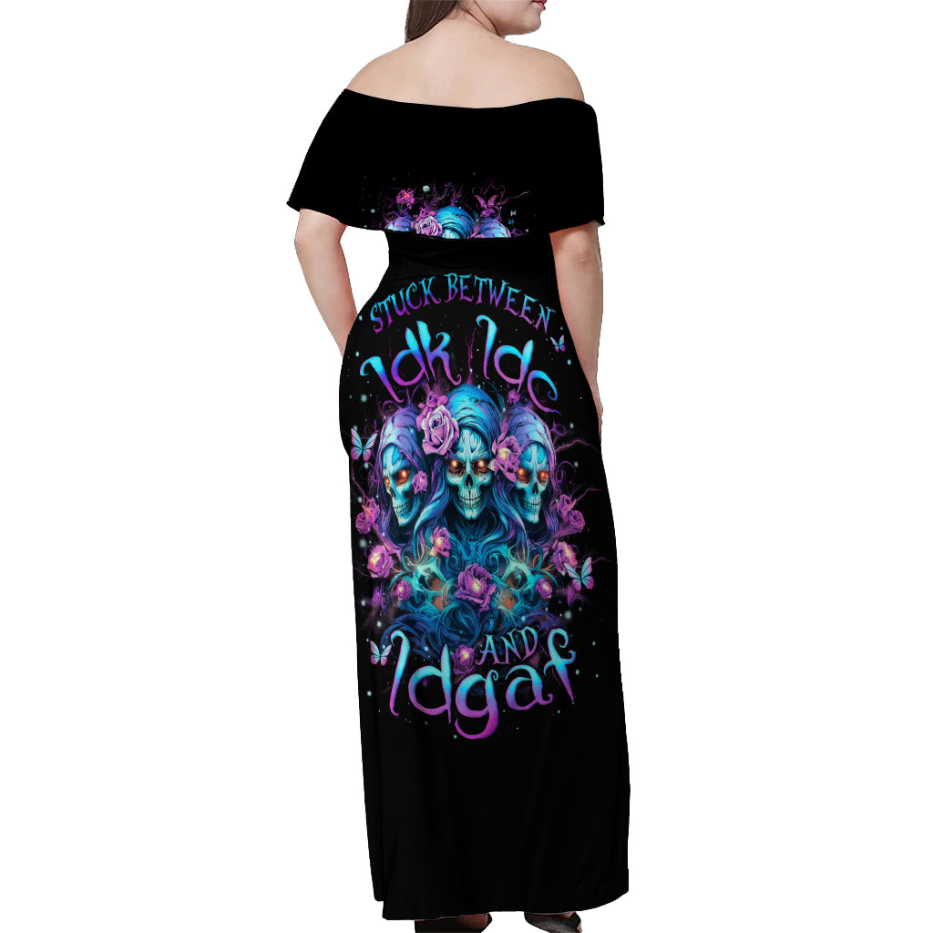 Rose Skull Off Shoulder Maxi Dress Stuck Between IDK IDC And IDGAF