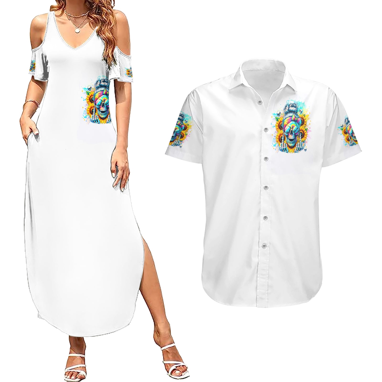 Skull Girl Couples Matching Summer Maxi Dress and Hawaiian Shirt Assuming I Was Like Most Girls Was Your First Mistake