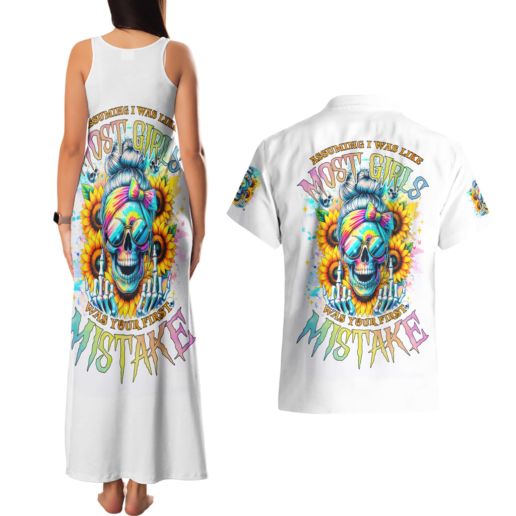 Skull Girl Couples Matching Tank Maxi Dress and Hawaiian Shirt Assuming I Was Like Most Girls Was Your First Mistake