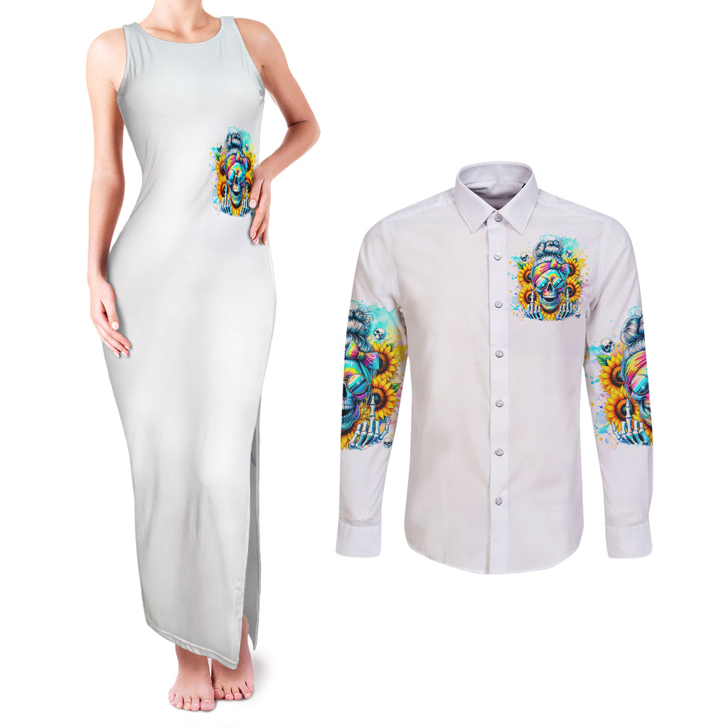 Skull Girl Couples Matching Tank Maxi Dress and Long Sleeve Button Shirt Assuming I Was Like Most Girls Was Your First Mistake
