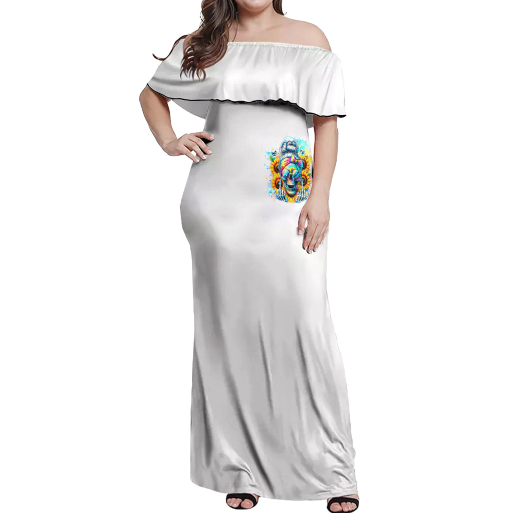 Skull Girl Off Shoulder Maxi Dress Assuming I Was Like Most Girls Was Your First Mistake