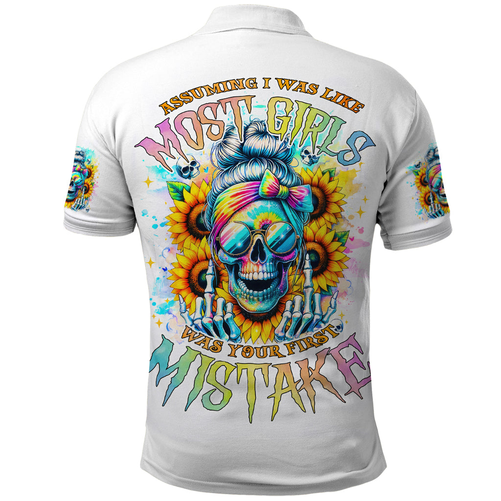 Skull Girl Polo Shirt Assuming I Was Like Most Girls Was Your First Mistake