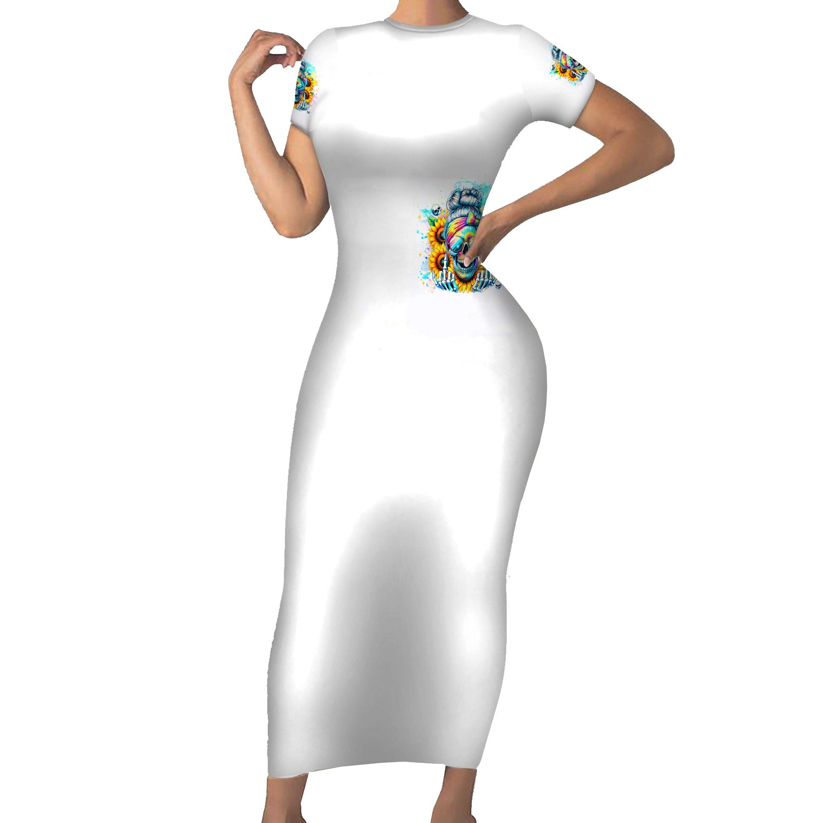 Skull Girl Short Sleeve Bodycon Dress Assuming I Was Like Most Girls Was Your First Mistake