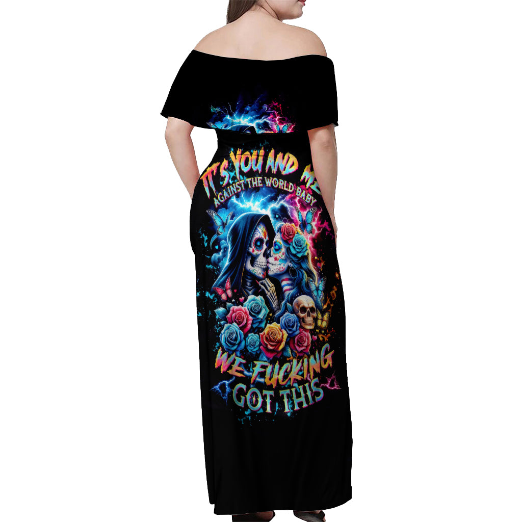 Couple Skull Off Shoulder Maxi Dress It't You And Me Against The World Baby