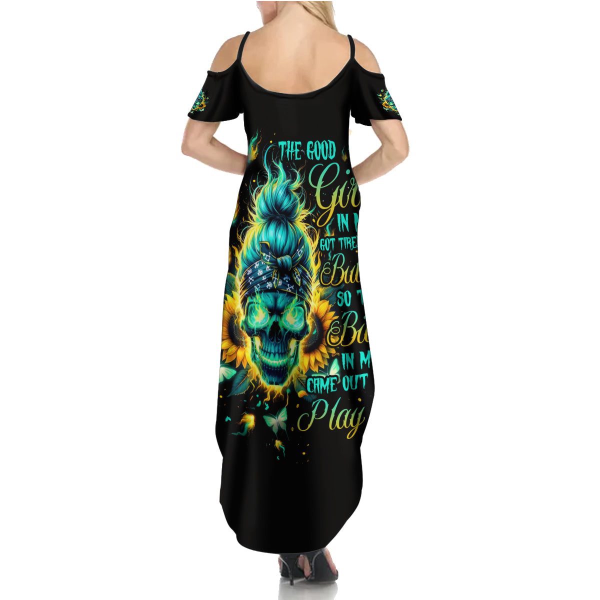Flame Skull Summer Maxi Dress The Good Girl In Me Got Tired Of The Bullshit