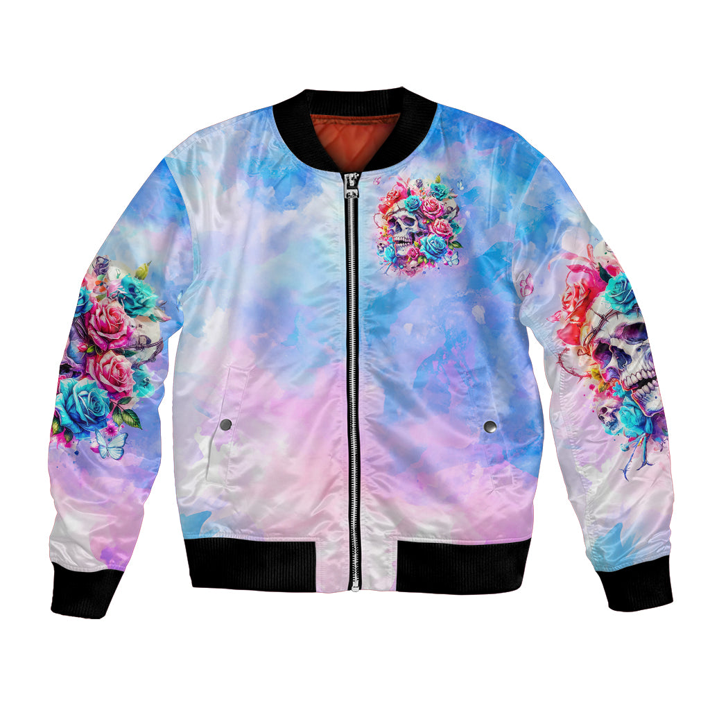 Rose Skull Bomber Jacket The Good Girl In Me Got Tired Of The Bullshit