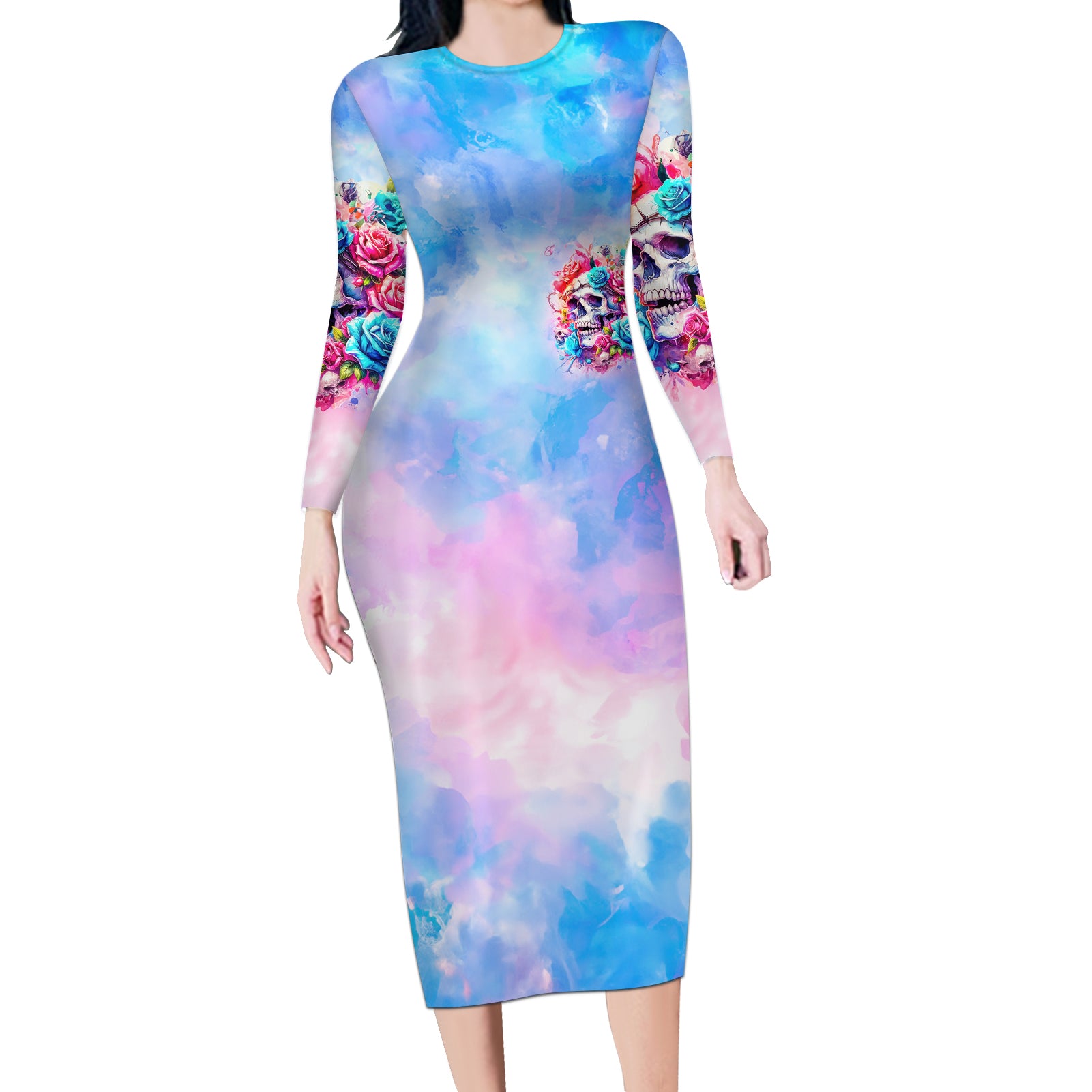 Rose Skull Long Sleeve Bodycon Dress The Good Girl In Me Got Tired Of The Bullshit