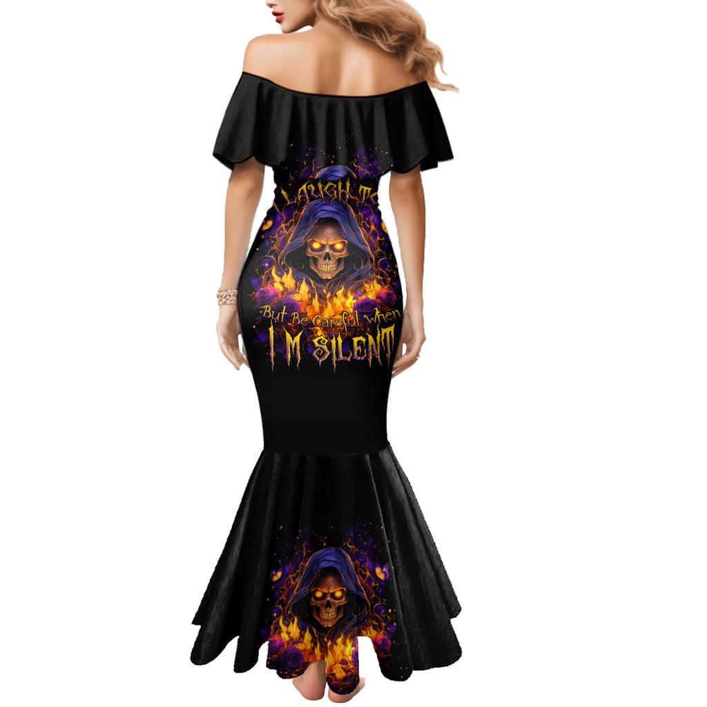Flame Skull Mermaid Dress I Talk I Smite But Be Careful When I Silent