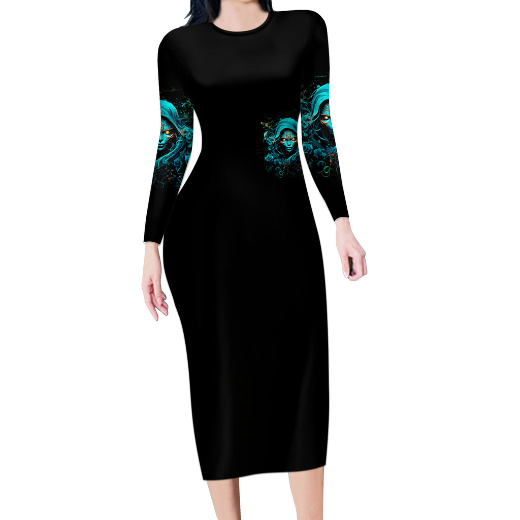 Lady Skull Long Sleeve Bodycon Dress Iam A Good Person But Don't Give Me Are To Show My Evil Side