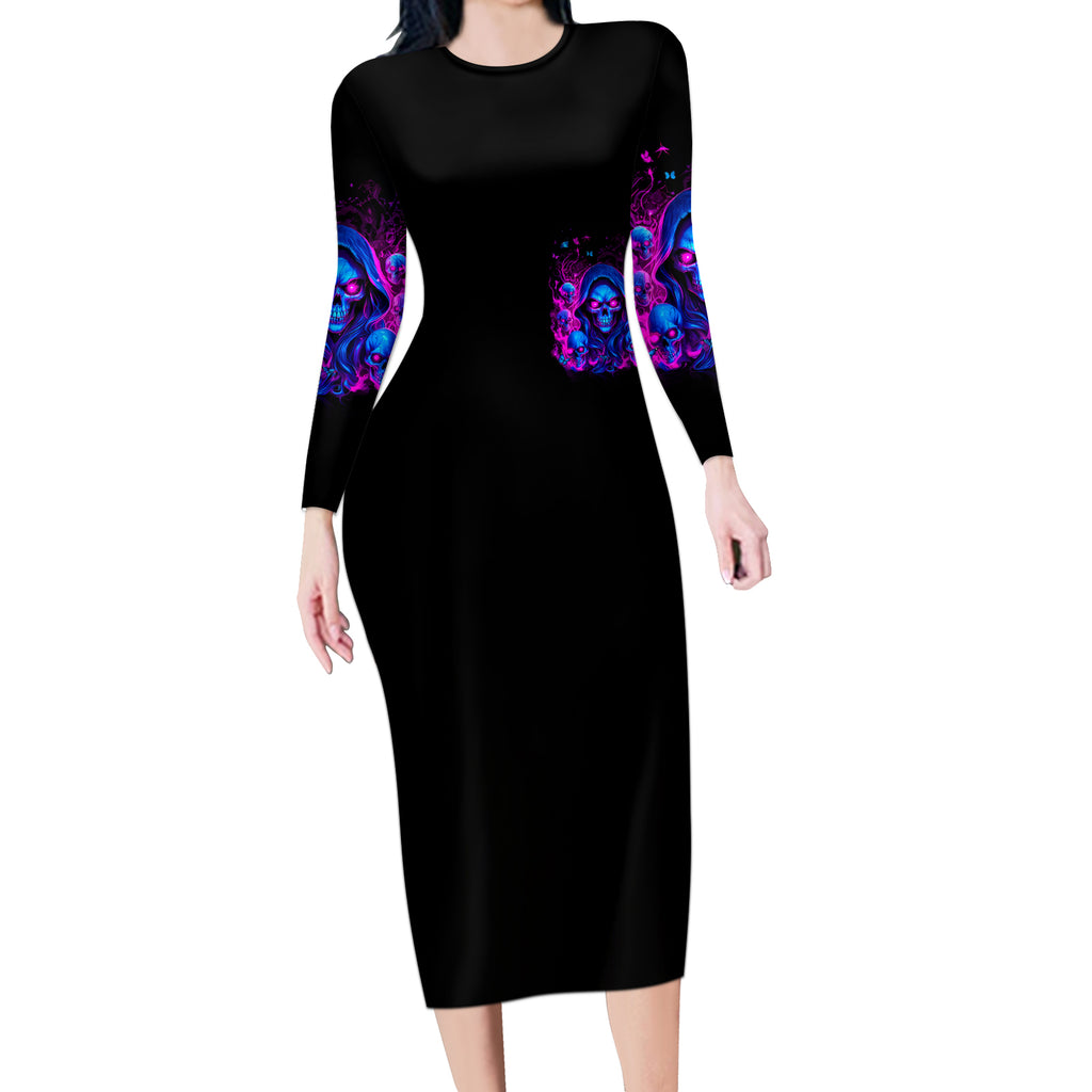 Flame Skull Long Sleeve Bodycon Dress The Good Girl In Me Got Tired Of The Bullshit
