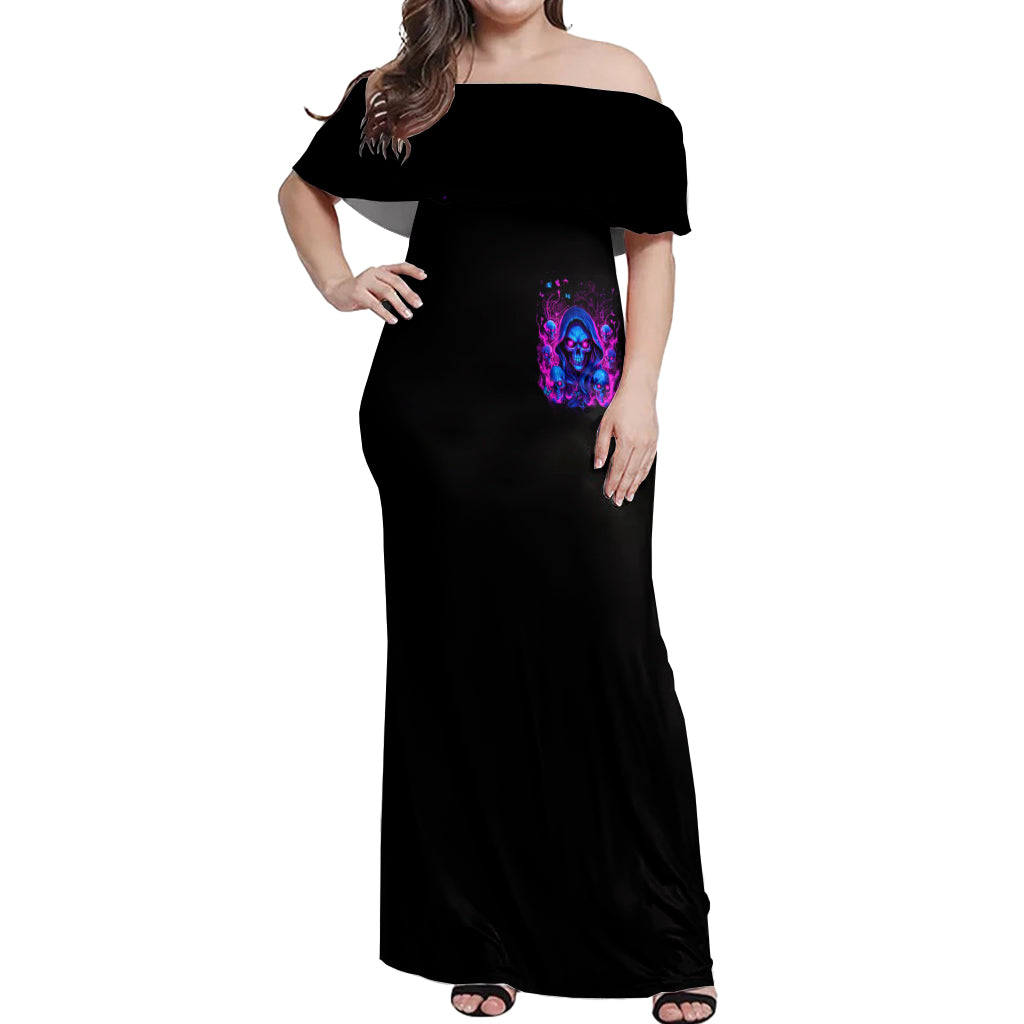 Flame Skull Off Shoulder Maxi Dress The Good Girl In Me Got Tired Of The Bullshit