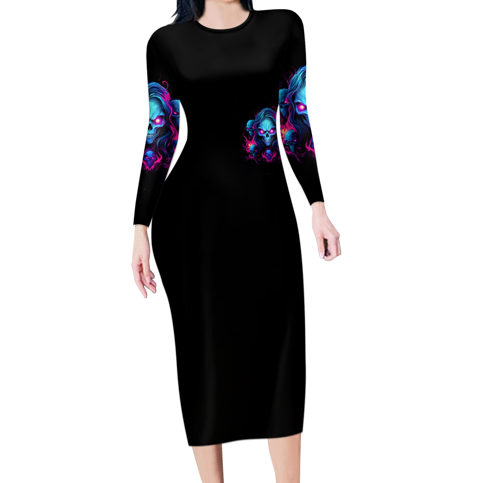Lady Skull Long Sleeve Bodycon Dress Stand For What You Believe In Even If It Means Standing Alone