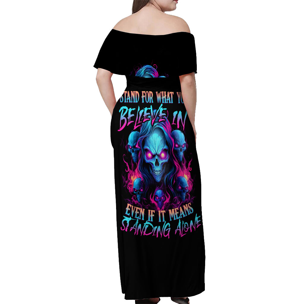 Lady Skull Off Shoulder Maxi Dress Stand For What You Believe In Even If It Means Standing Alone