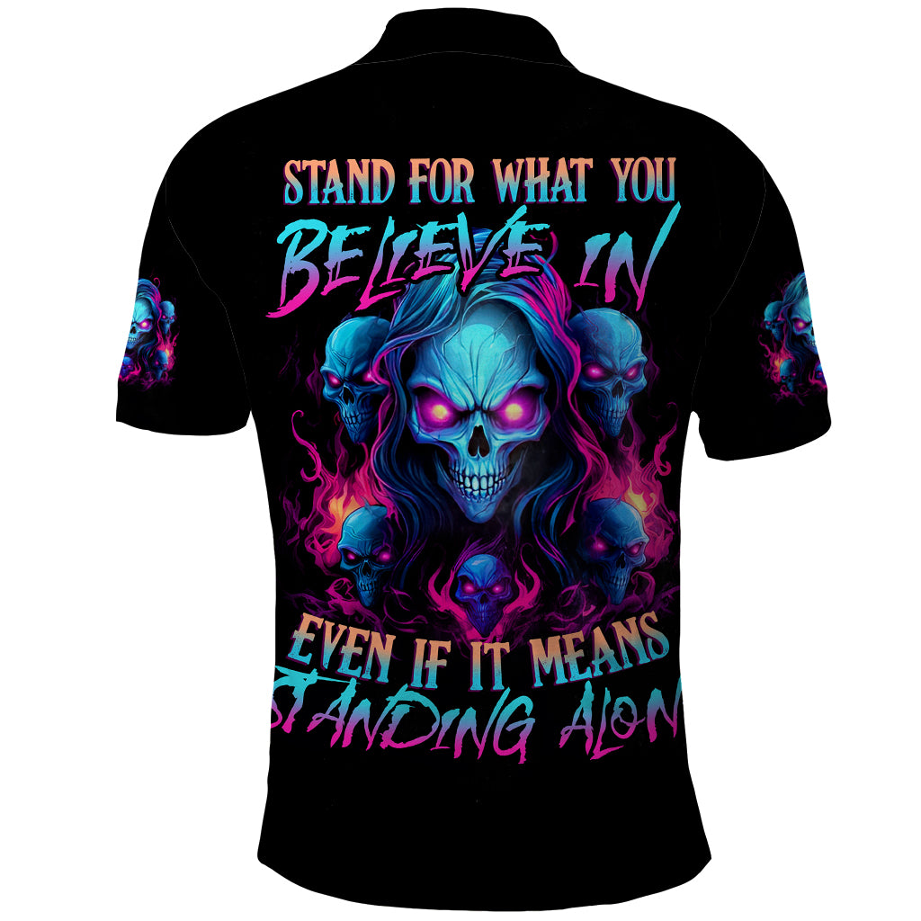 Lady Skull Polo Shirt Stand For What You Believe In Even If It Means Standing Alone