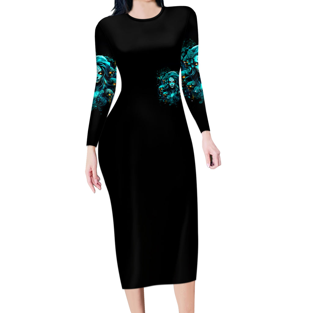 Lady Skull Long Sleeve Bodycon Dress Assuming I Was Like Most Girls Was Your First Mistake