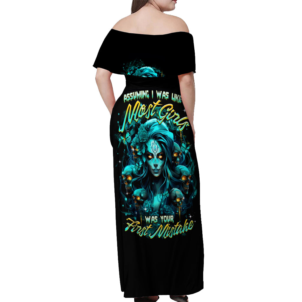 Lady Skull Off Shoulder Maxi Dress Assuming I Was Like Most Girls Was Your First Mistake