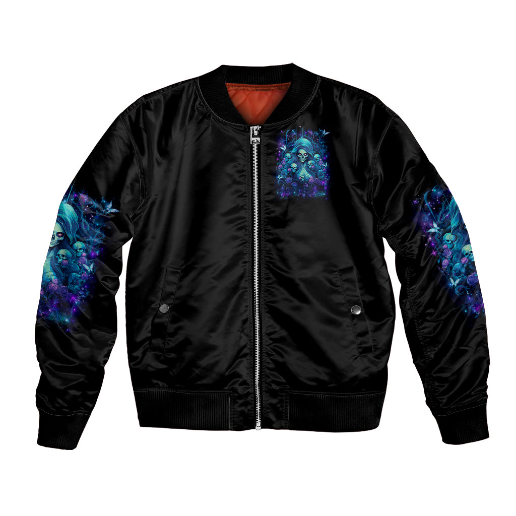 Flame Skull Bomber Jacket If You Kick Me When I'm Down You Better Pray I Don't Get Up