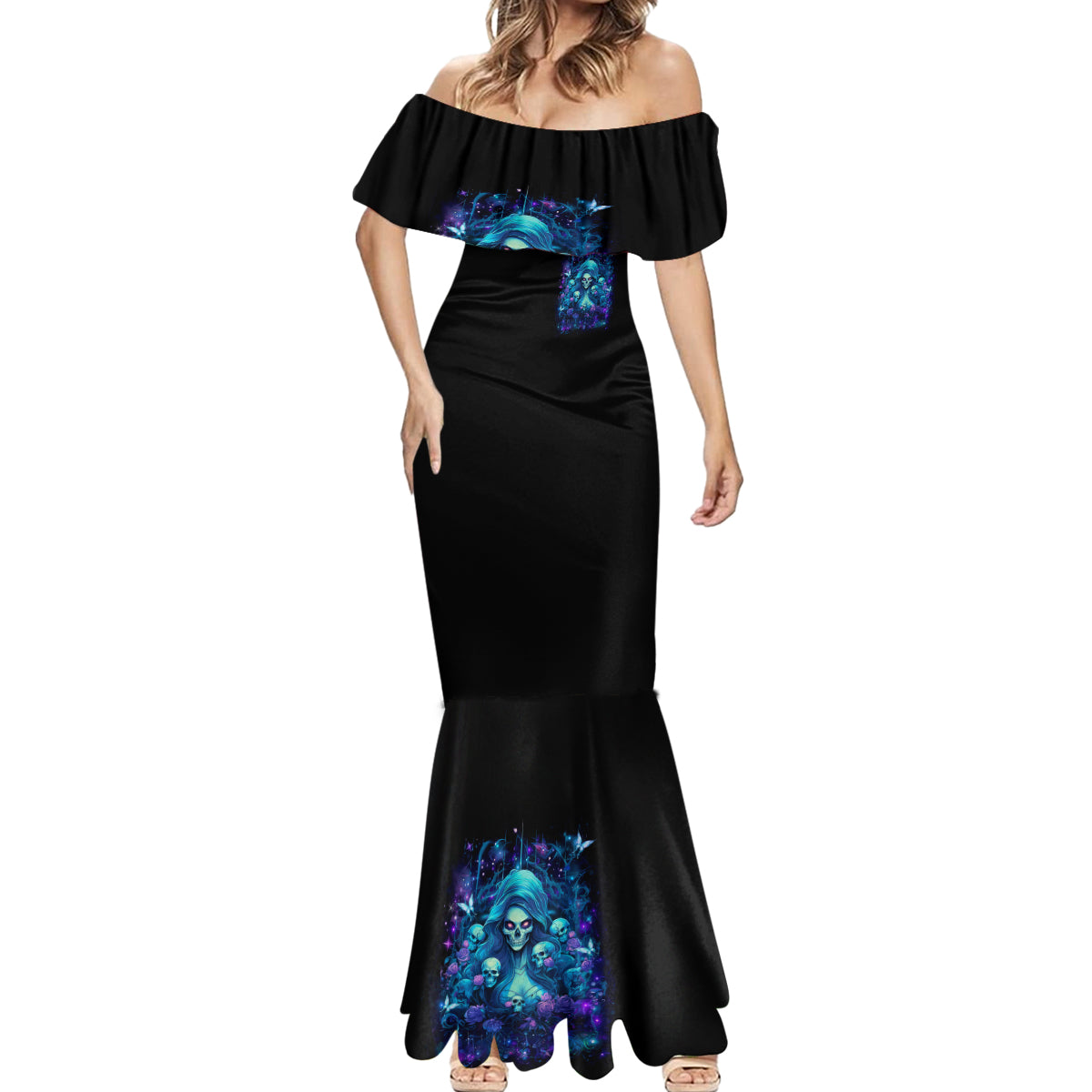 Flame Skull Mermaid Dress If You Kick Me When I'm Down You Better Pray I Don't Get Up