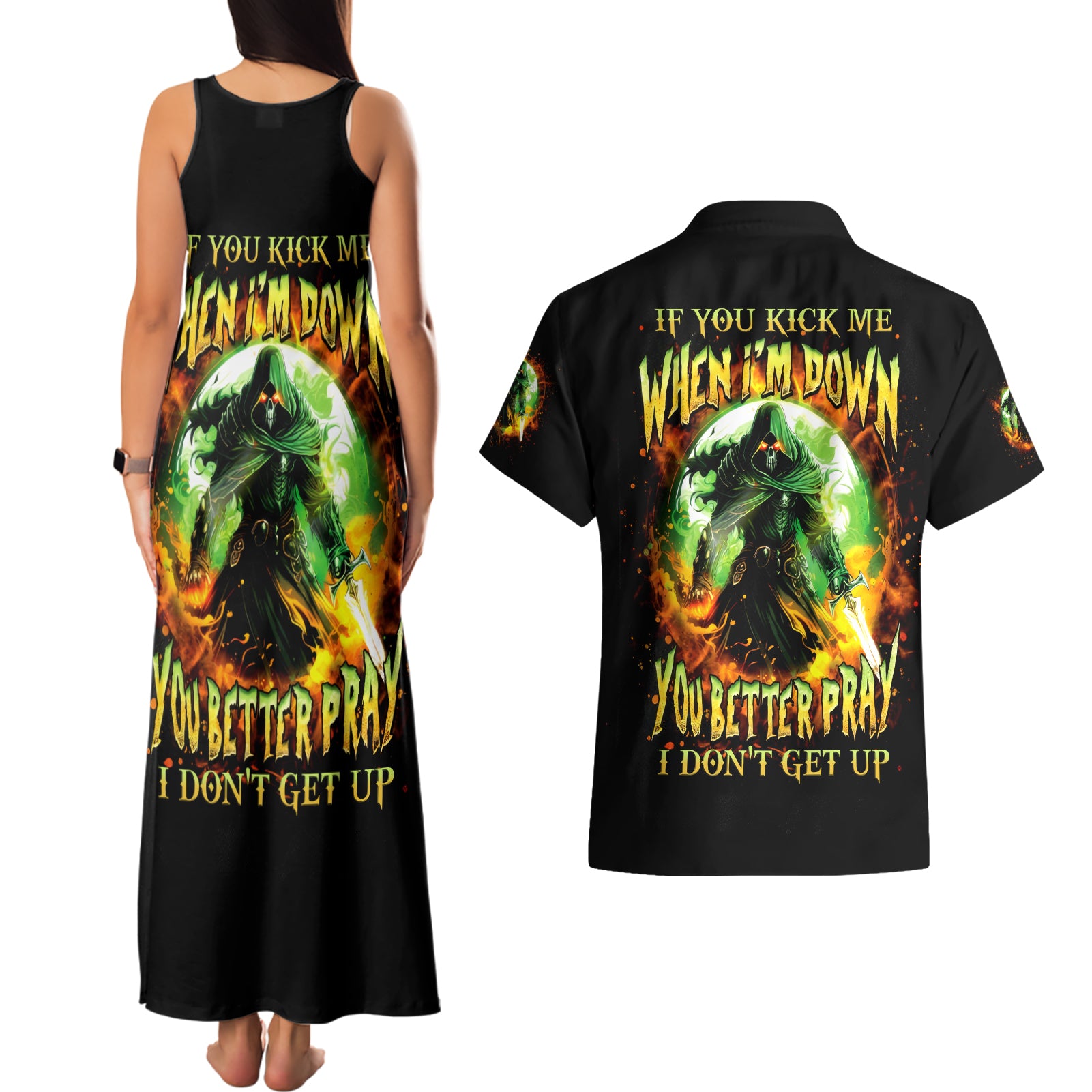 Fairy Skull Couples Matching Tank Maxi Dress and Hawaiian Shirt In My Next Life I Want To Be The Karme Fairy