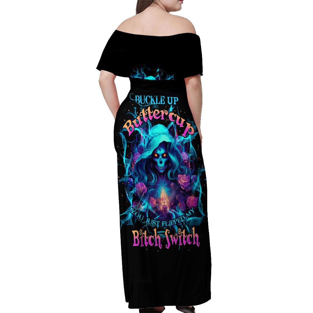 Witch Skull Off Shoulder Maxi Dress I'm A Good Person But Don't Give Me A Reason To Show My Evel Side