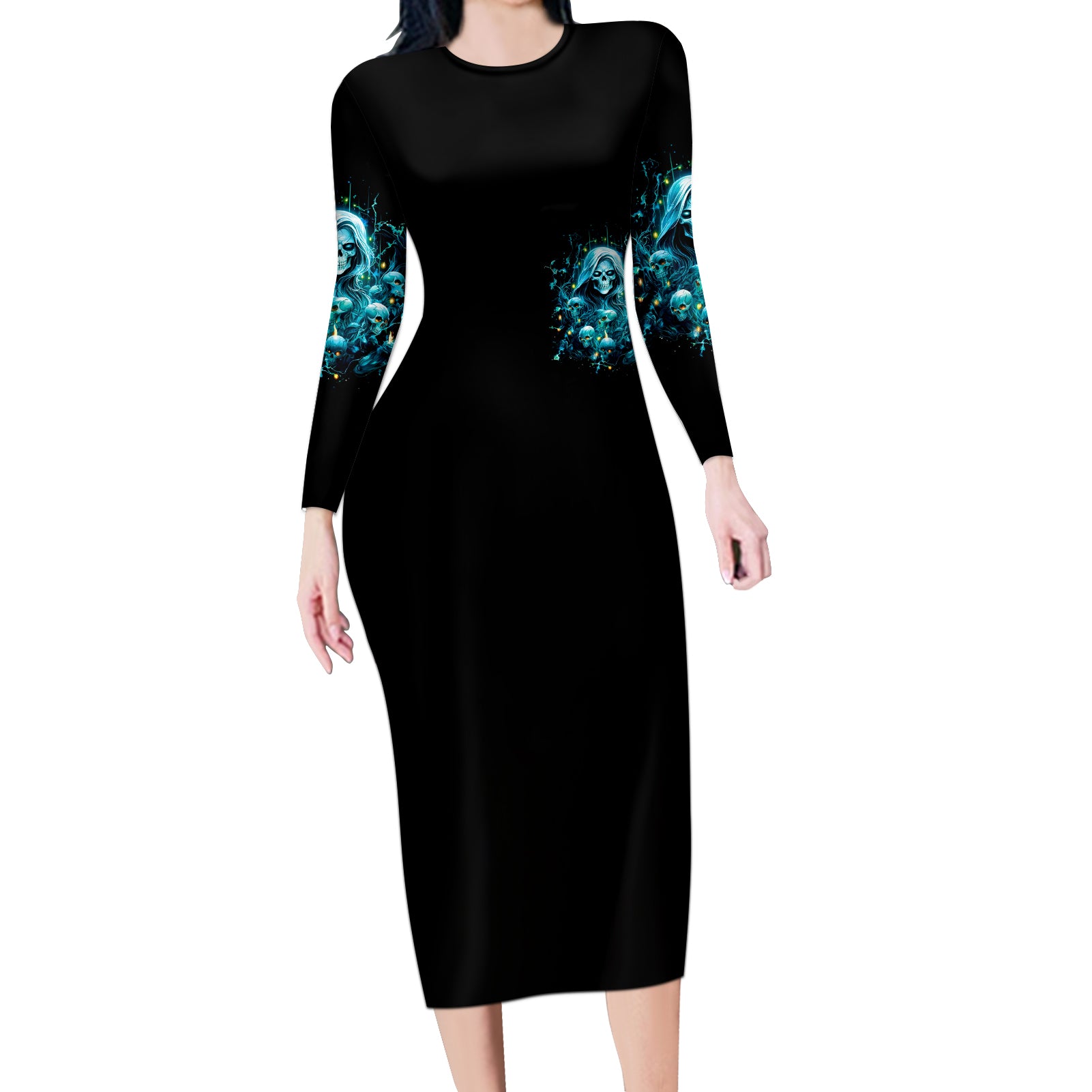 Irsh Girl Skull Long Sleeve Bodycon Dress Drink Up Bitch