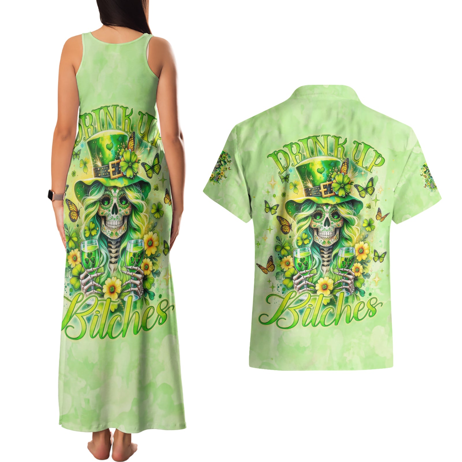 Thunder Skull Couples Matching Tank Maxi Dress and Hawaiian Shirt I'm Not Anti Social I'm Just Not User Friendly