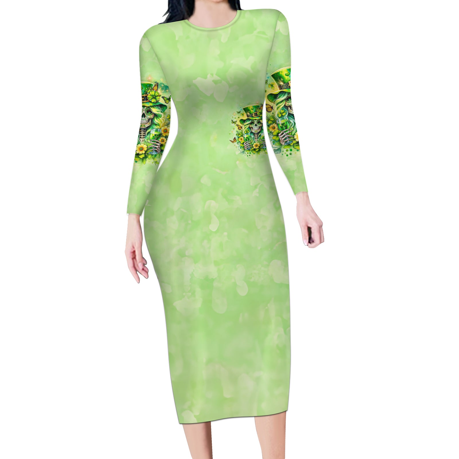 Thunder Skull Long Sleeve Bodycon Dress I'm Not Anti Social I'm Just Not User Friendly