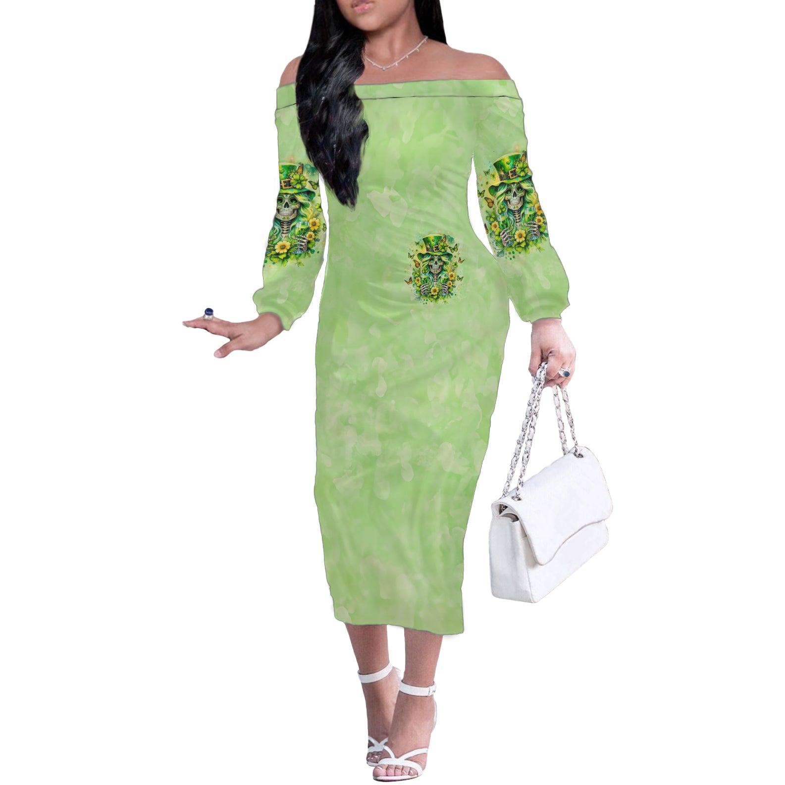 Thunder Skull Off The Shoulder Long Sleeve Dress I'm Not Anti Social I'm Just Not User Friendly